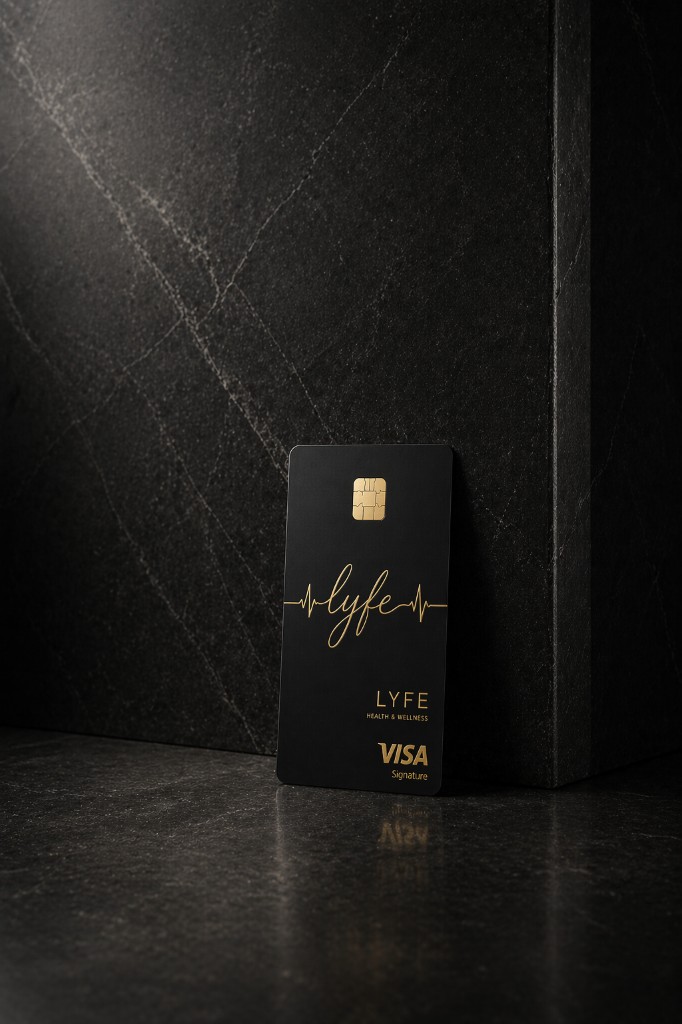 LYFE premier card on stone